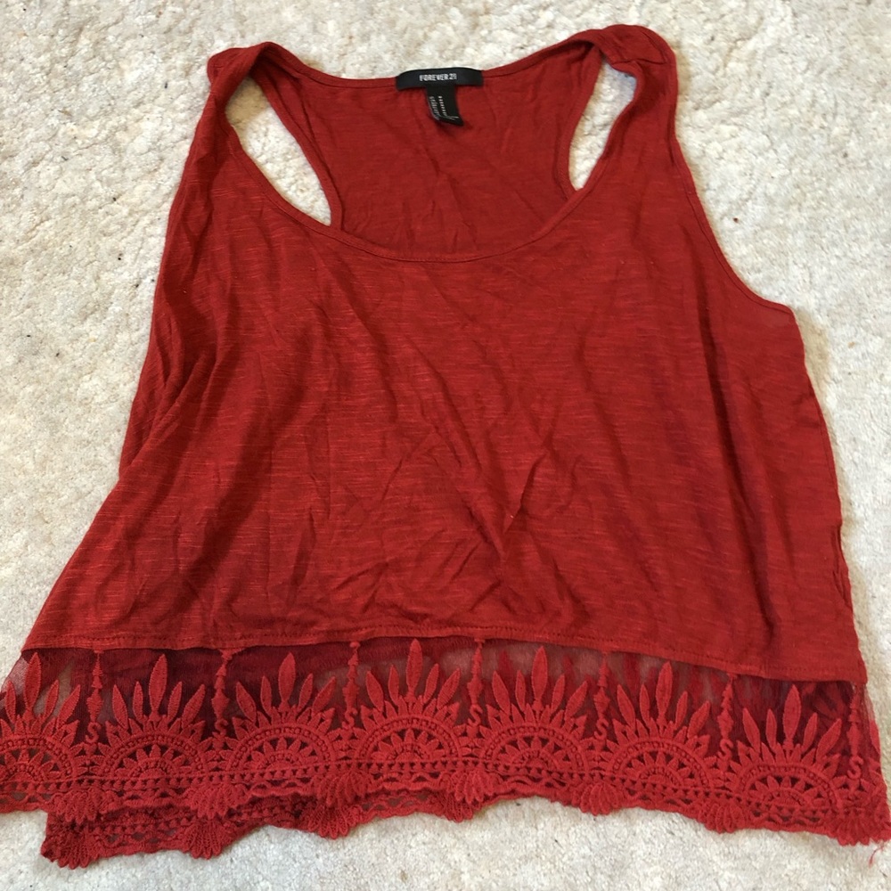 🔹2/$10 Forever 21 Crop top with crochet flowers and lace